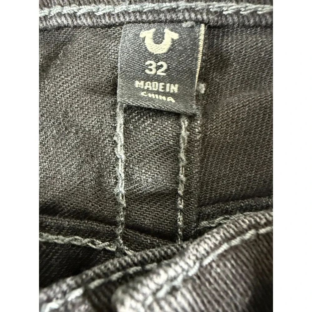 True Religion Ricky Relaxed Straight Jeans Mens 32x30 Flap Pockets Cut Ankle
